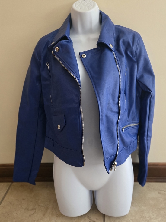 Love Tree Jackets & Blazers - NWOT- Love Tree Blue Moto Jacket - Small